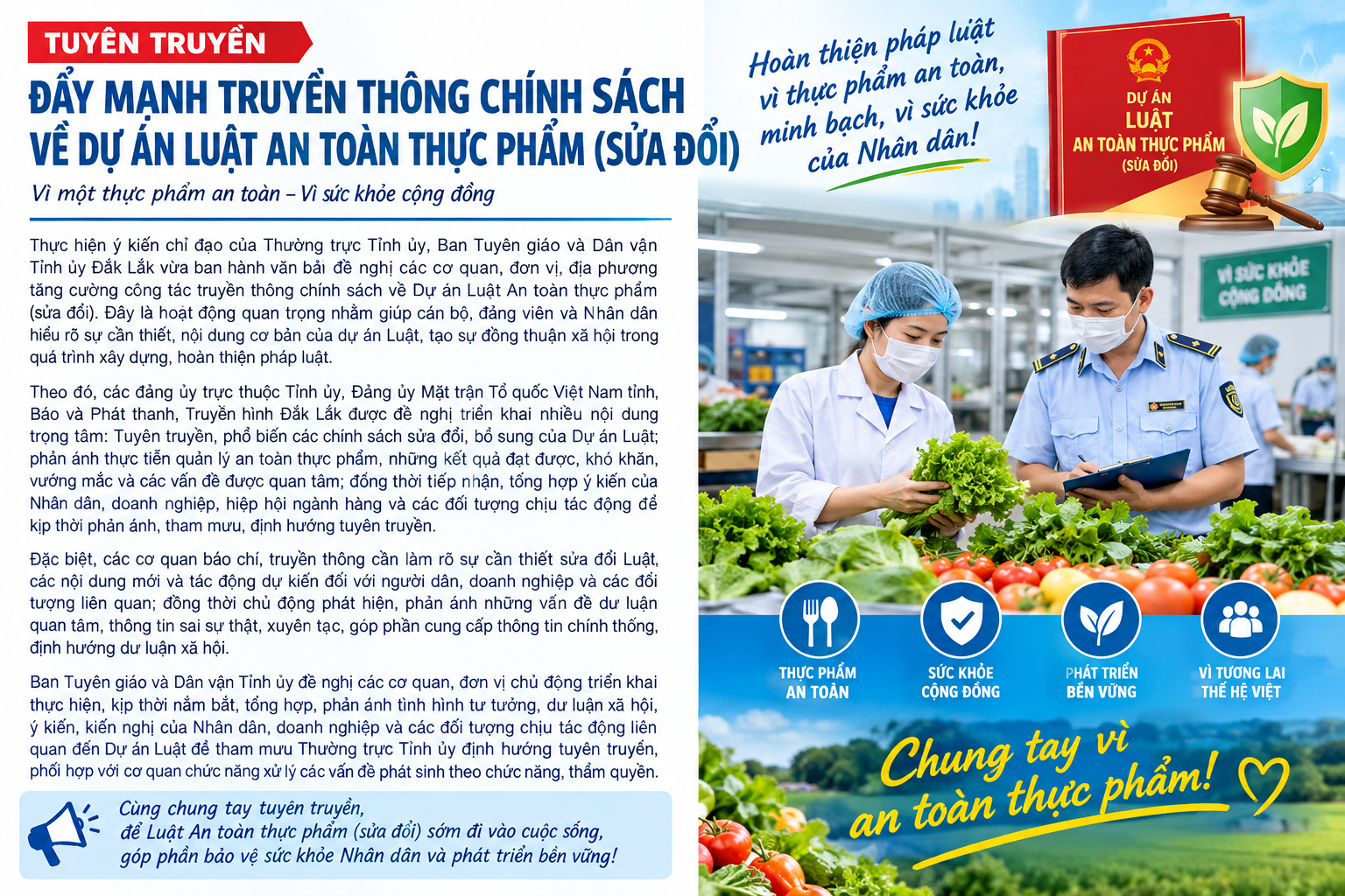 Đẩy mạnh truyền thông chính sách về Dự án Luật An toàn thực phẩm (sửa đổi)